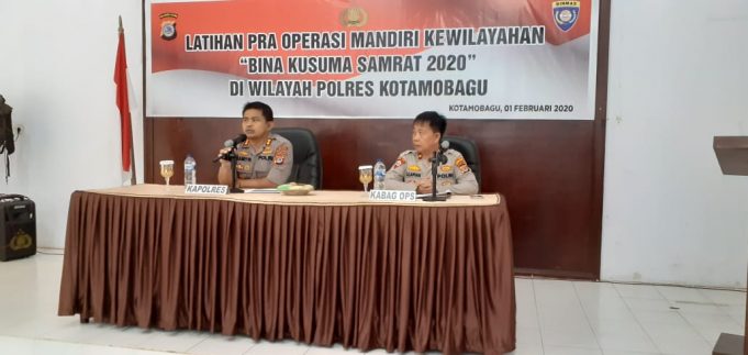 Kapolres Kotamobagu buka Latpra Ops tanda akan berlakunya operasi “Bina Kusuma Samrat 2020”