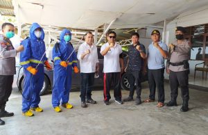 Cegah Virus Covid 19, Polres Kotamobagu & Kadin Sulut Lakukan Penyemprotan Desinfektan