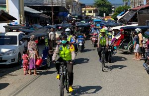 Patroli & himbauan dengan cara unik menggunakan sepeda, Sat Lantas turut sosialisasikan pola hidup sehat.