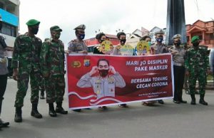 Kedepankan kearifan lokal, Polres Kotamobagu & instansi terkait semakin gencar kampanyekan ‘ayo pakai masker’.