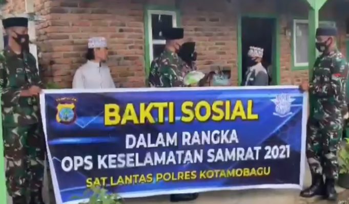 Sat Lantas Res Kotamobagu, Kodim 1303 BM dan Kipan C 713 Gelar Baksos Korban Laka Lantas