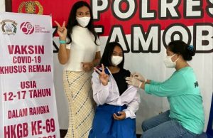 Polres Kotamobagu sukses laksanakan vaksinasi Covid-19 khusus remaja usia 12 sampai 17 tahun sebanyak 108 orang.