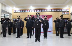 Kapolres Kotamobagu bersama pejabat utama ikuti upacara Virtual Hari Bhayangkara ke-75 dipimpin Presiden RI