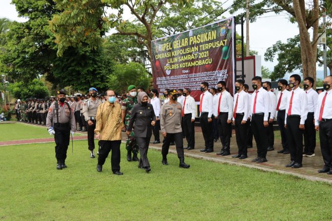 Operasi Lilin Samrat 2021, Polres Kotamobagu gelar Pasukan dalam rangka pengamanan Natal 2021 & tahun baru 2022.