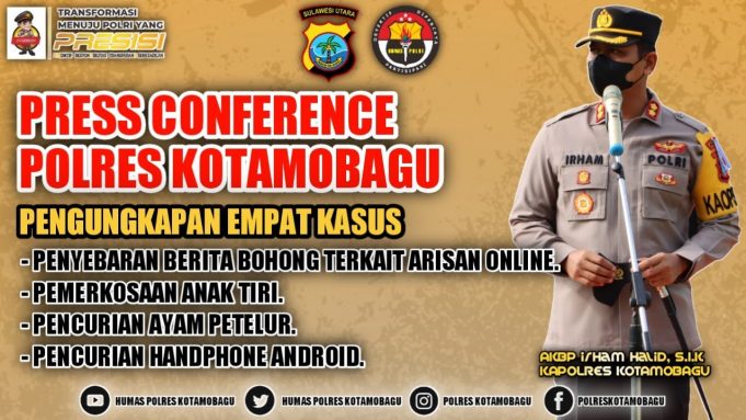 Polres Kotamobagu Gelar Press Conference 4 Kasus Diantaranya Terkait Penipuan Arisan & Pemerkosaan Anak Tiri.