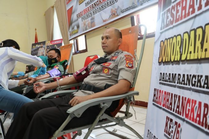 Sukses Gelar Bakti Kesehatan Hari Bhayangkara Ke – 76, Polres Kotamobagu Terbanyak Sumbangkan 156 Kantung Darah.