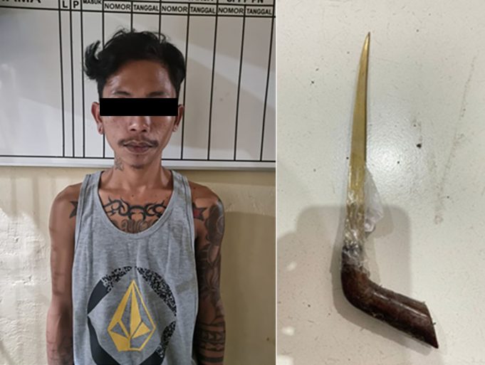 Bawa Pisau Badik di Taman Kota, Warga Dumoga Diamankan Tim Resmob Polres Kotamobagu