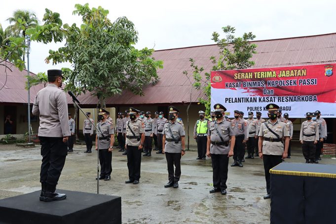 Kapolres Kotamobagu Pimpin Sertijab Kasat Binmas dan Kapolsek Passi Serta Lantik Kasat Narkoba