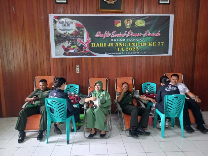 Polres Kotamobagu Ikuti Baksos Donor Darah Dalam Rangka Hari Juang TNI AD Ke-77