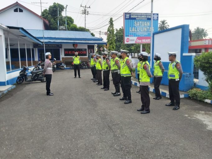 Sat Lantas Polres Kotamobagu Laksanakan Strong Point di Lokasi Trouble Spot dan Black Spot