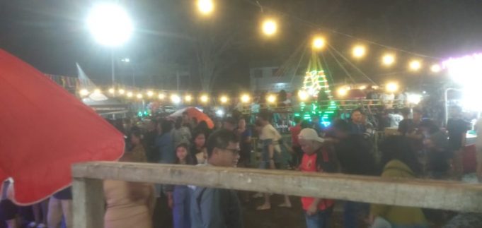 Pasar Malam Sinindian, Personil Polres Kotamobagu Lakukan Patroli Pengamanan