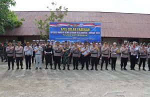 Turut didampingi Dandim 1303 Bolmong, Kapolres Kotamobagu Pimpin Apel Operasi Keselamatan, ini 8 Sasarannya.