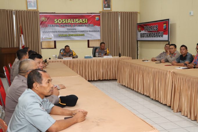 Polres Kotamobagu Laksanakan Sosialisasi Perpol Nomor 10 Tahun 2022 Tentang Pengamanan Kompetisi Olah Raga