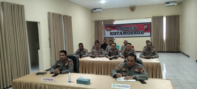 Lewat Rapat Virtual, Polres Kotamobagu Lakukan Evaluasi Situasi Kamtibmas Terkini