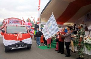 Kapolres Kotamobagu Turut Lepas Karnaval Merah Putih Untuk Meriahkan HUT Ke-78 Republik Indonesia