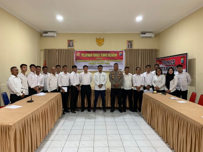 Polres Kotamobagu Gelar Pelatihan Fungsi Teknik Reskrim Mekanisme Penanganan Pelanggaran Pemilu 2024