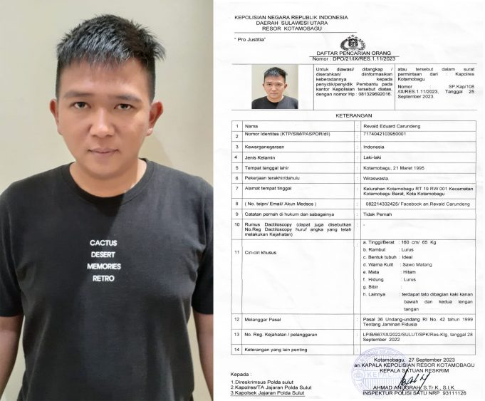 Satuan Reskrim Polres Kotamobagu Merilis DPO Kasus Jaminan Fidusia