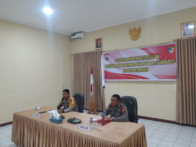 Polres Kotamobagu Ikuti Asistensi Program Zona Integritas & Pelayanan Publik Oleh Tim Rena Polda Sulut