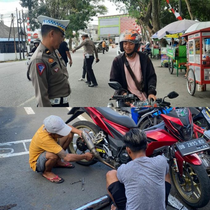 Razia Knalpot Brong Sat Lantas Polres Kotamobagu, Pemilik Ganti Sandiri Dengan Knalpot Standar