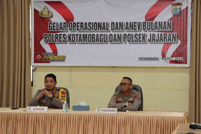 Kapolres Kotamobagu Pimpin Gelar Operasional dan Anev Bulanan Polres Kotamobagu Beserta Polsek Jajaran