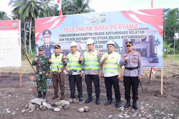 Laksanakan Peletakan Batu Pertama Pembangunan 2 Kantor Mapolsek di Polres Kotamobagu, Kapolda Apresiasi Kolaborasi Forkopimda