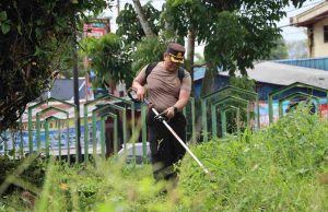 Jelang HUT Bhayangkara Ke-78, Polres Kotamobagu Laksanakan Kerja Bakti di Monumen Bersejarah