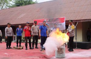 Kapolres Kotamobagu Bersama Personil Polres dan Polsek Jajaran Mengikuti Pelatihan Penanggulangan Kebakaran