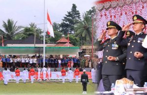 Kapolres Didampingi Ketua Bhayangkari Cabang bersama Forkopimda Kotamobagu Hadiri Pengibaran Bendera Dalam Rangka HUT RI ke-79