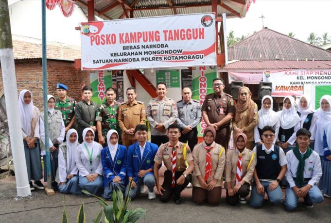 Zero Kasus, Kapolres Kotamobagu Bersama Forkopimda Resmikan Posko Kampung Tangguh Bebas Narkoba di Kelurahan Mongondow