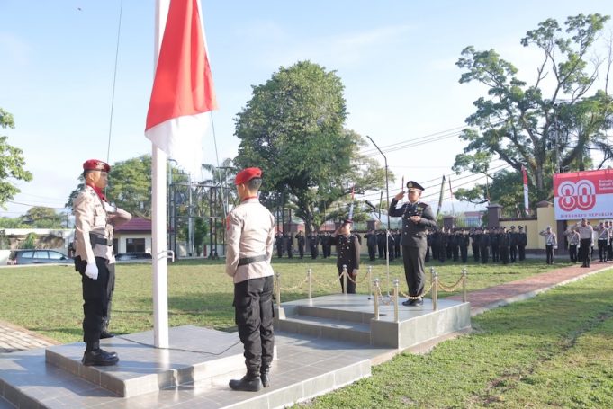 Upacara Hari Kemerdekaan Republik Indonesia ke-80 di Mapolres Kotamobagu Berlangsung Khidmat