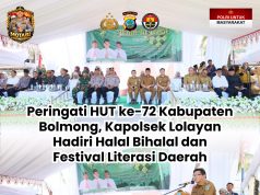 Peringati HUT ke-72 Kabupaten Bolmong, Kapolsek Lolayan Hadiri Halal Bihalal dan Festival Literasi Daerah