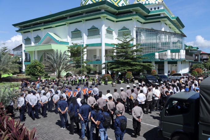 Sinergitas Tanpa Batas, Polres Kotamobagu Gelar Apel Pasukan Gabungan Kawal Tablig Akbar UAS