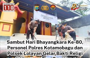Sambut Hari Bhayangkara Ke-80, Personel Polres Kotamobagu dan Polsek Lolayan Gelar Bakti Religi di Klenteng Tion Tan Kiong