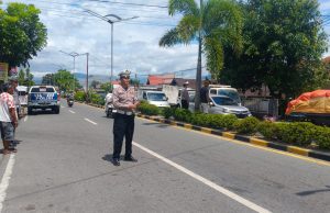 Urai Kepadatan di SPBU Kotobangon, Satlantas Polres Kotamobagu Pastikan Jalur Tetap Lancar