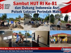 Sambut HUT RI Ke-81 dan Dukung Indonesia Asri, Polsek Lolayan Perindah Mako