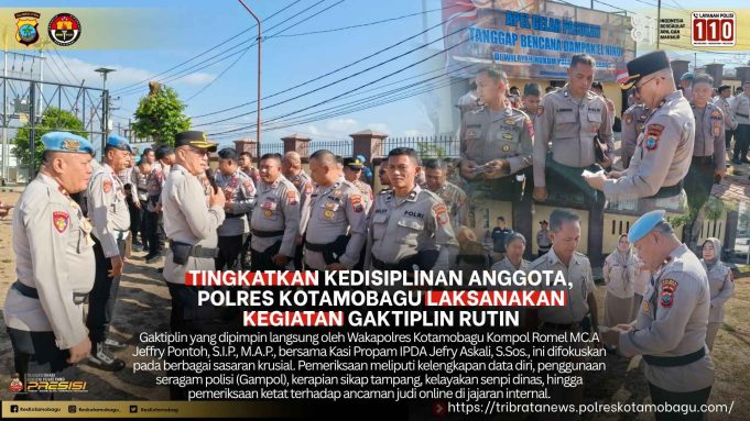 Tingkatkan Kedisiplinan Anggota, Polres Kotamobagu Laksanakan Kegiatan Gaktiplin Rutin