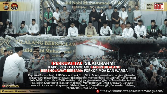 Perkuat Tali Silaturahmi : Kapolres Kotamobagu Hadiri Bilalang Bersholawat Bersama Forkopimda dan Warga