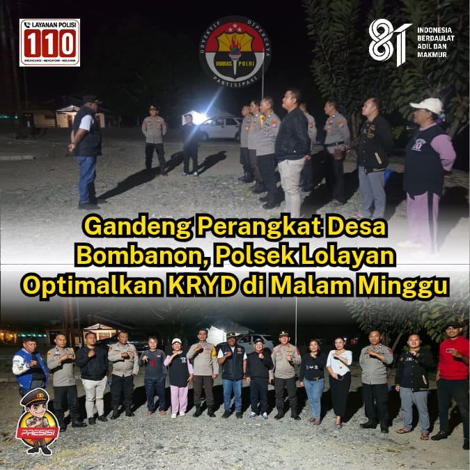 Gandeng Perangkat Desa Bombanon, Polsek Lolayan Optimalkan KRYD di Malam Minggu
