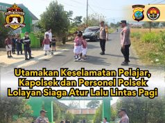 Utamakan Keselamatan Pelajar, Kapolsek dan Personel Polsek Lolayan Siaga Atur Lalu Lintas Pagi