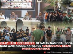 UNGKAP HASIL OPERASI PETI DI TAMAN NASIONAL BOGANI NANI WARTABONE, KAPOLRES KOTAMOBAGU GELAR PRESS CONFERENCE